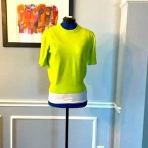 French Connection Short Sleeve Sweater in Size Small in Neon Yellow/Green